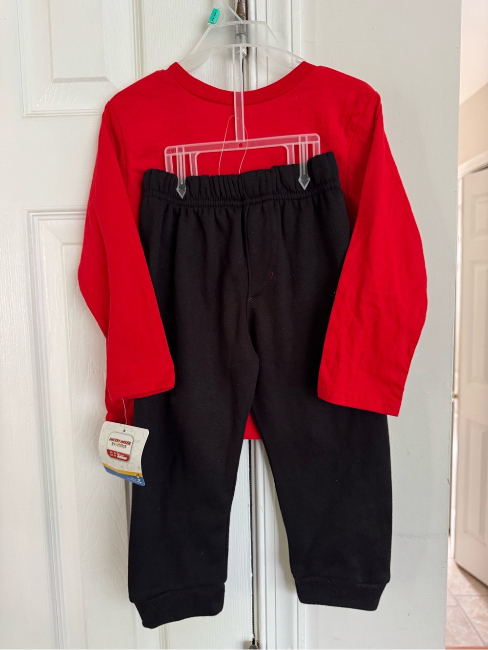 Disney Mickey Mouse Cool Guy Toddler Boys 3T 2 Piece Pajama Set Red Black NWT - Picture 2 of 16